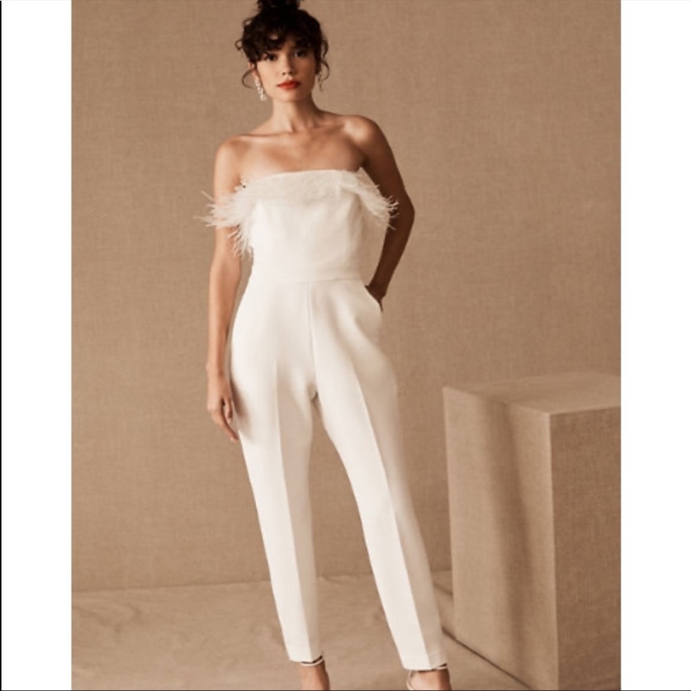 BHLDN Janie feather jumpsuit size 8 by Saylor